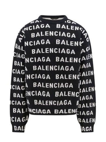 All-Over Logo Sweatshirt Black - BALENCIAGA - BALAAN 1