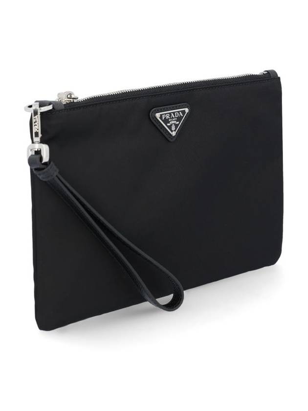 Saffiano Leather Strap Nylon Clutch Bag Black - PRADA - BALAAN 4