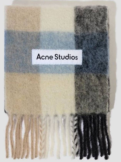 Check Mohair Muffler Blue Beige Black - ACNE STUDIOS - BALAAN 2