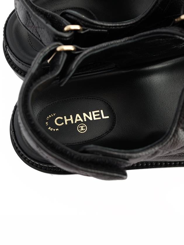 Women's CC Logo Velcro Sandals Gold Black - CHANEL - BALAAN 7