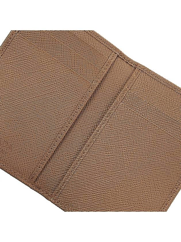 Saffiano Triangular Logo Flap Card Wallet Caramel - PRADA - BALAAN 9