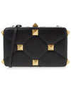 Roman Studded Leather Clutch Bag Black - VALENTINO - BALAAN 4