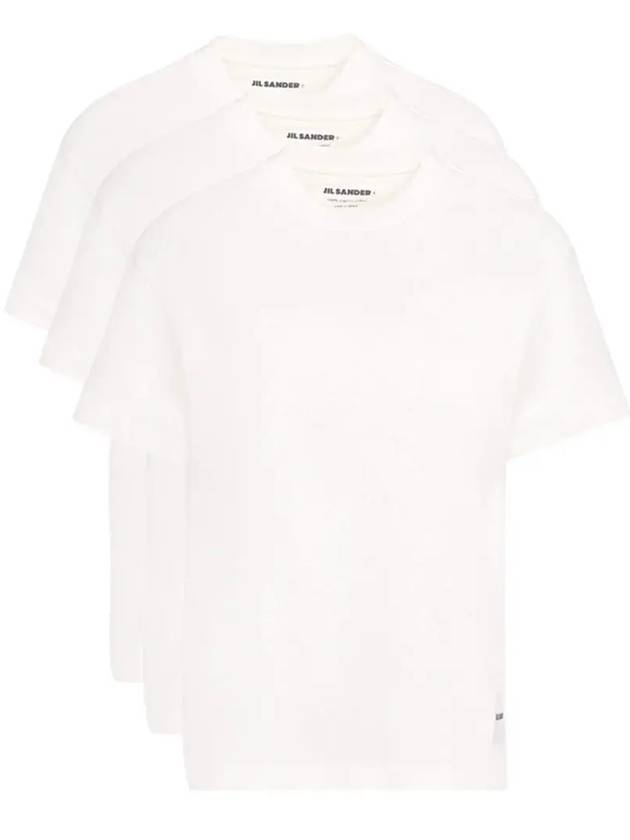 Logo Label Cotton 3 Pack Short Sleeve T-Shirt White - JIL SANDER - BALAAN 2