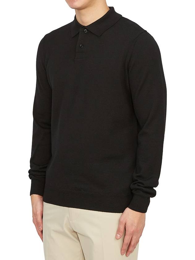 Men's Jerry Wool Long Sleeve Polo Shirt Black - A.P.C. - BALAAN 3