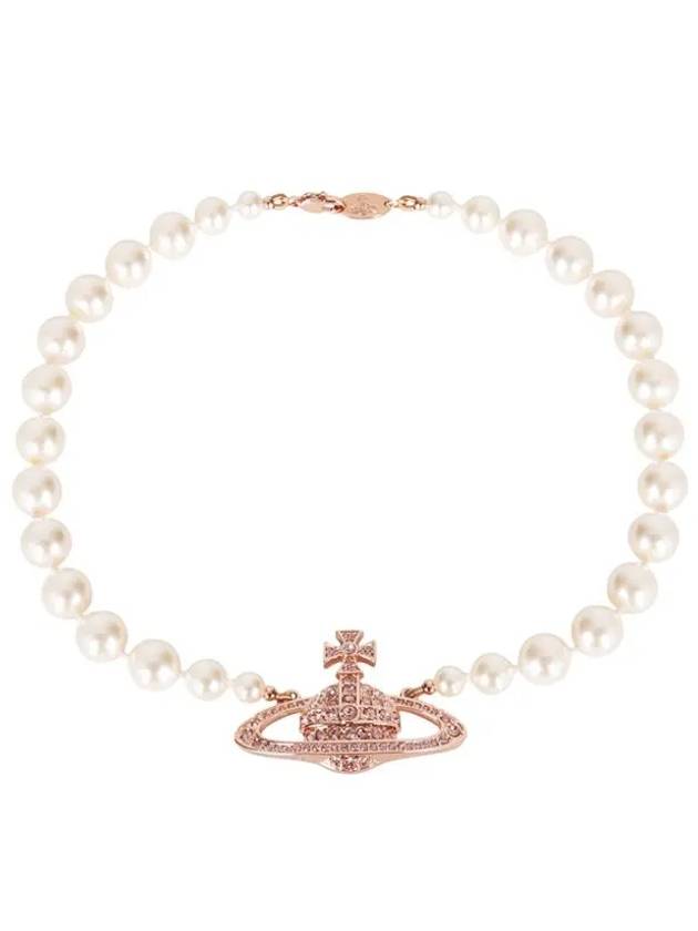 One Row Pearl Bas Relief Necklace Rose Gold - VIVIENNE WESTWOOD - BALAAN 2