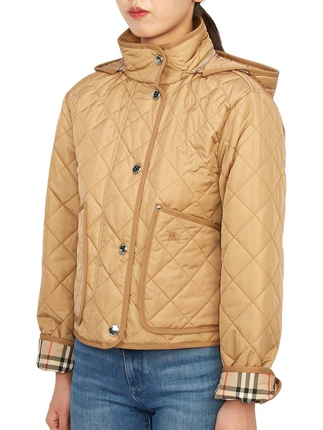 Women's Cropped Quilted Hoodie Jacket Archives Beige - BURBERRY - BALAAN 4