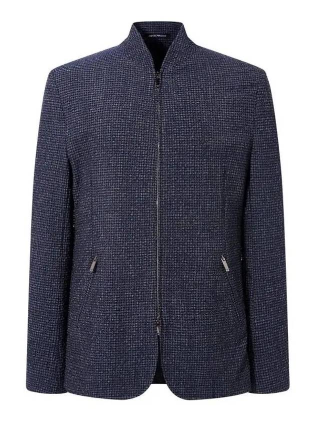 Men s seersucker check zip up jacket navy 271607 - EMPORIO ARMANI - BALAAN 1