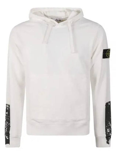 Tape For Print Brushed Cotton Fleece Hoodie White - STONE ISLAND - BALAAN 2