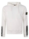 Logo Patch Brushed Cotton Hoodie White - STONE ISLAND - BALAAN 2