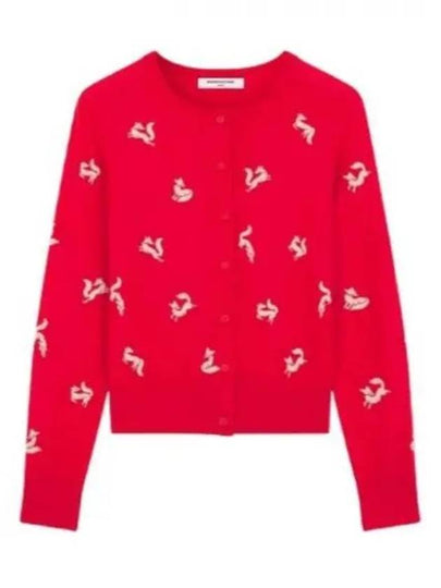 Fancy Fox Embroidery Cardigan Wild Strawberry - MAISON KITSUNE - BALAAN 2