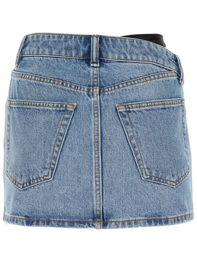 Women's Asymmetric Bikini Layer Mini Denim H-Line Skirt Light Indigo - ALEXANDER WANG - BALAAN 3