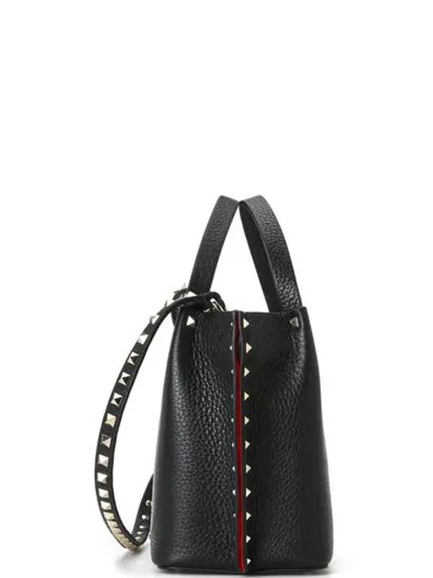 Rockstud Strap Tote Bag Black - VALENTINO - BALAAN 3