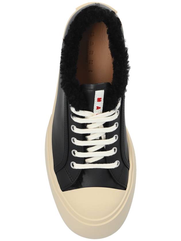 Women s Lace Pablo Shearling Leather Low Top Sneakers Black - MARNI - BALAAN 7