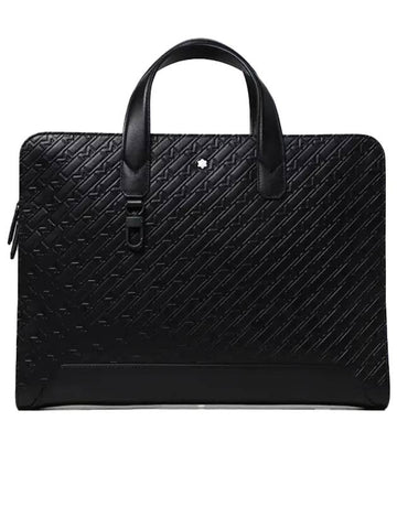 Men's Logo Leather Briefcase Black - MONTBLANC - BALAAN.