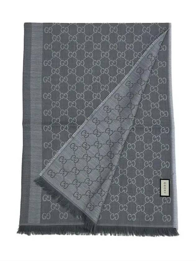 GG Jacquard Wool Silk Two-Tone Muffler Grey - GUCCI - BALAAN 3