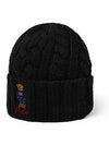 Polo Bear Cable Knit Beanie Black - POLO RALPH LAUREN - BALAAN 5