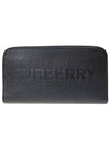 Embossed Logo Leather Zipper Long Wallet Black - BURBERRY - BALAAN 2