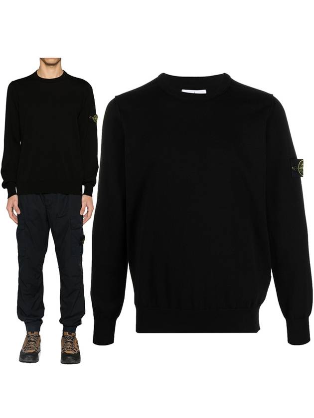 Crewneck Soft Cotton Knit Top Black - STONE ISLAND - BALAAN 2