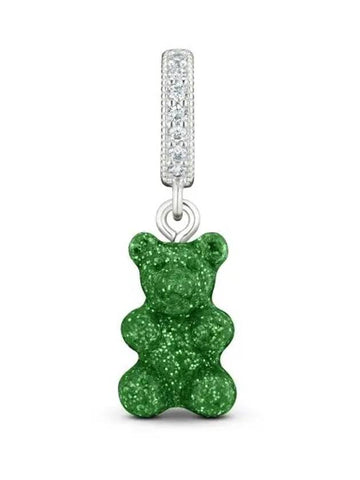 NOSTALGIA BEAR GREEN HAZE PAVE CONNECTOR SILVER WOMEN'S CHARM - CRYSTAL HAZE - BALAAN 1