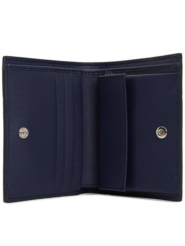 Men's Logo Print Leather Card Wallet Navy - MARNI - BALAAN 4