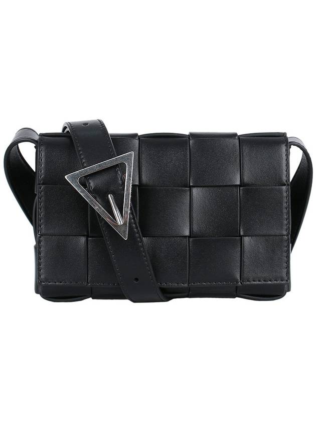 Cassette Intrecciato Small Cross Bag Black - BOTTEGA VENETA - BALAAN 3