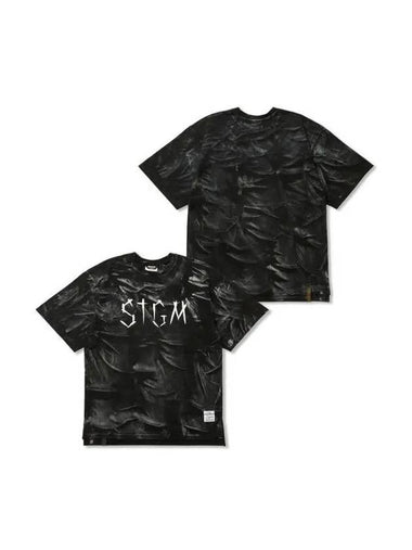 STGM Paint Dirty Washed Oversized Short Sleeves T Shirts Black - STIGMA - BALAAN 1