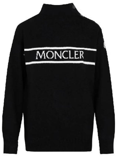 Women's logo line neck button knit black 9F000 11 M1131 999 - MONCLER - BALAAN 1