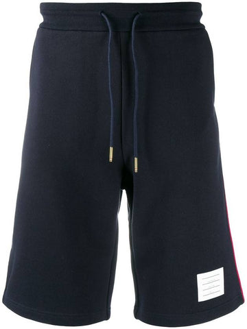 Logo Patch Bermuda Track Shorts Navy - THOM BROWNE - BALAAN 1