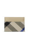 Checked Leather Card Wallet Beige - BURBERRY - BALAAN 1