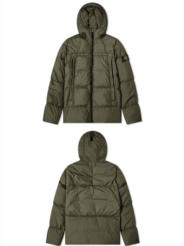 Men's Crinkle Reps Hooded Down Padding Dark Green - STONE ISLAND - BALAAN 5