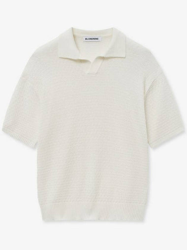 Soft texture open collar short sleeve knit_ivory - BLONDNINE - BALAAN 1