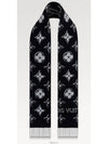 LV Essential Monogram Shine Wool Scarf Black - LOUIS VUITTON - BALAAN 4