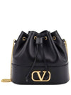 V Logo Signature Chain Napa Leather Bucket Bag Black - VALENTINO - BALAAN 2