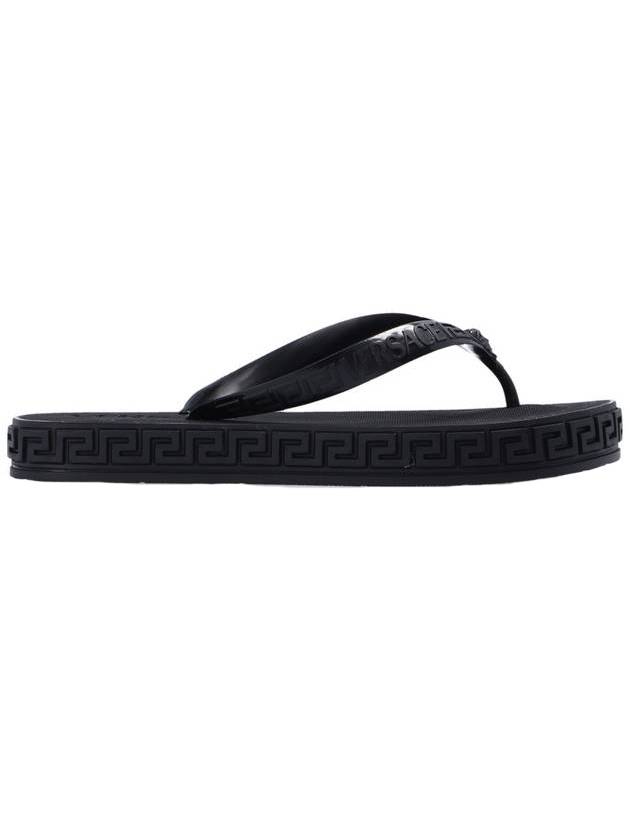 Greca Sole Logo Flip Flops Black - VERSACE - BALAAN.