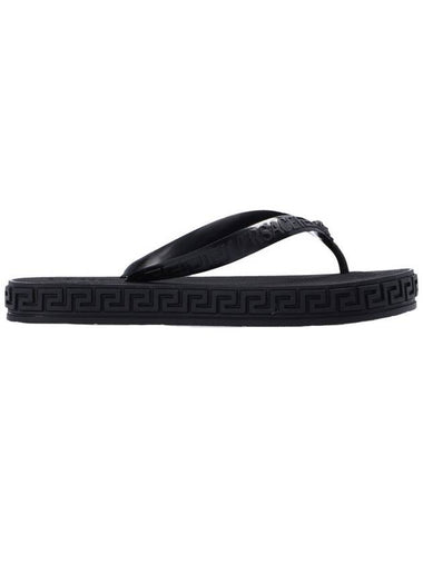 Greca Rubber Flip Flops Black - VERSACE - BALAAN 1