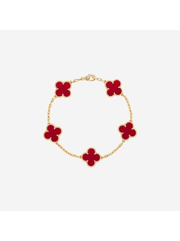 Vintage Alhambra 5 Motifs Bracelet Gold Red - VANCLEEFARPELS - BALAAN 1