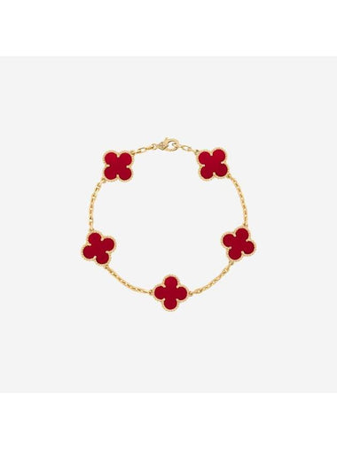 Vintage Alhambra 5 Motifs Bracelet Gold Red - VANCLEEFARPELS - BALAAN 1