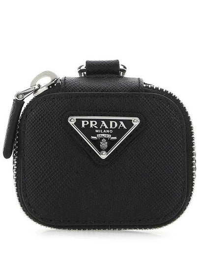 Logo Saffiano AirPods Case Black - PRADA - BALAAN 2