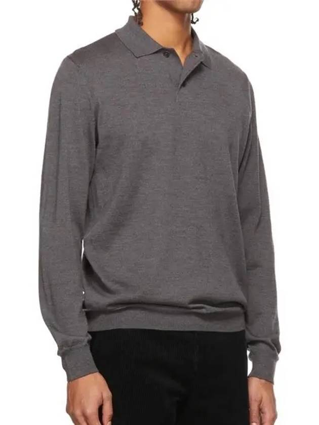 Men's Jerry Wool Long Sleeve Polo Shirt Grey - A.P.C. - BALAAN 4