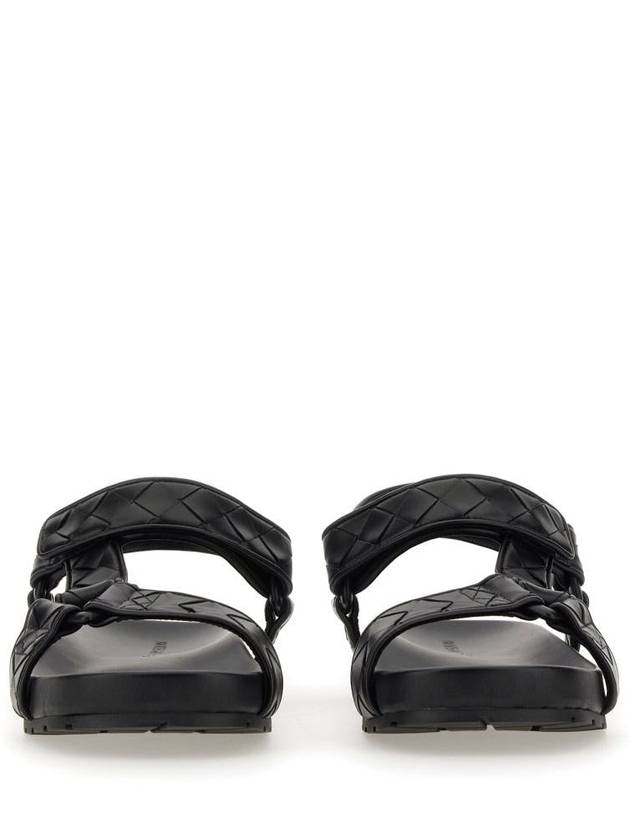 Trip Intrecciato Leather Sandals Black - BOTTEGA VENETA - BALAAN 5