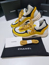 CC Logo Tennis Knit Suede Low Top Sneakers Yellow - CHANEL - BALAAN 3