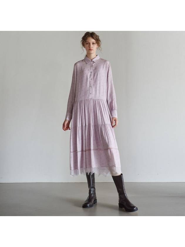 Women's Lace Tiered Printing Shirring DressLavender - MITTE - BALAAN 6