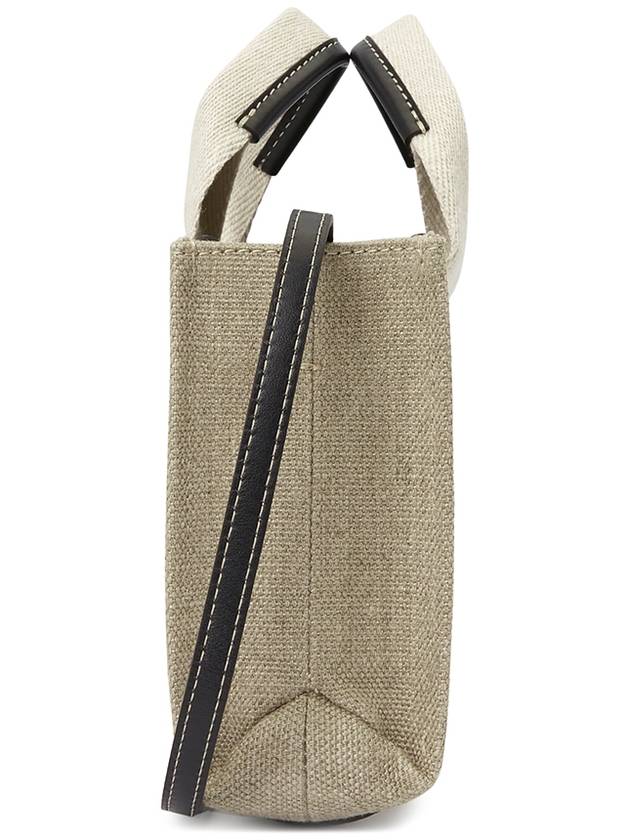 Woody Linen Canvas Calfskin Tote Bag White Navy - CHLOE - BALAAN 4