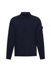 Ghost Piece Mock Neck Virgin Wool Knit Top Navy - STONE ISLAND - BALAAN 2