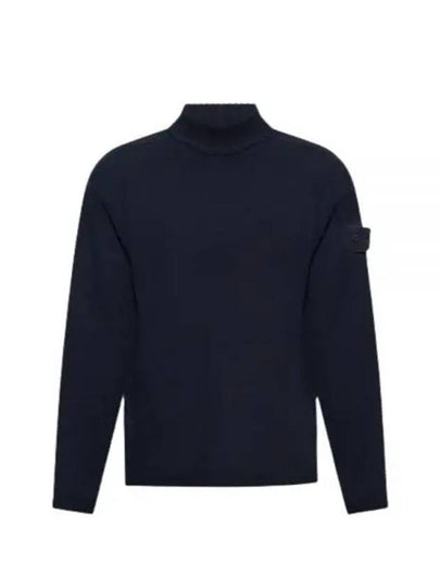 Ghost Piece Mock Neck Virgin Wool Knit Top Navy - STONE ISLAND - BALAAN 2