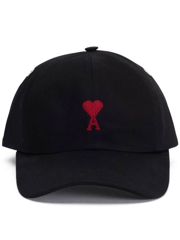 Embroidered Heart Logo Ball Cap Black - AMI - BALAAN 2