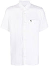 Men's Logo Patch Cotton Short Sleeve Shirt White - LACOSTE - BALAAN 1