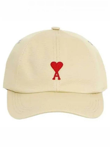 Heart logo patch ball cap vanilla hat 270512 - AMI - BALAAN 1