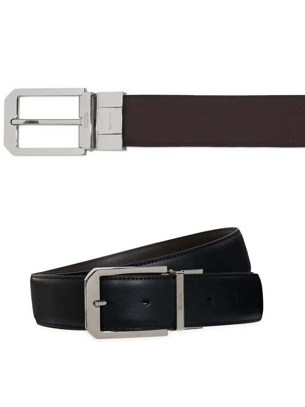 Reversible Leather Belt Dark Brown Black - ERMENEGILDO ZEGNA - BALAAN 4