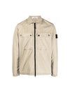 Brushed Organic Cotton Overshirt Jacket Beige - STONE ISLAND - BALAAN 2